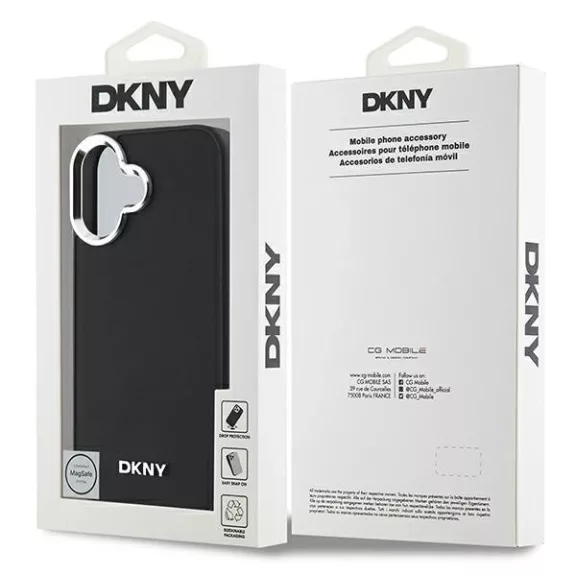 DKNY plain silver logo MagSafe - iPhone 16 tok - fekete