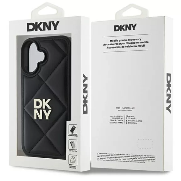 DKNY quilted stack logo - iPhone 16 tok - fekete