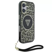   Guess Leopard Triangle Logo Strap MagSafe - iPhone 16 tok - Barna