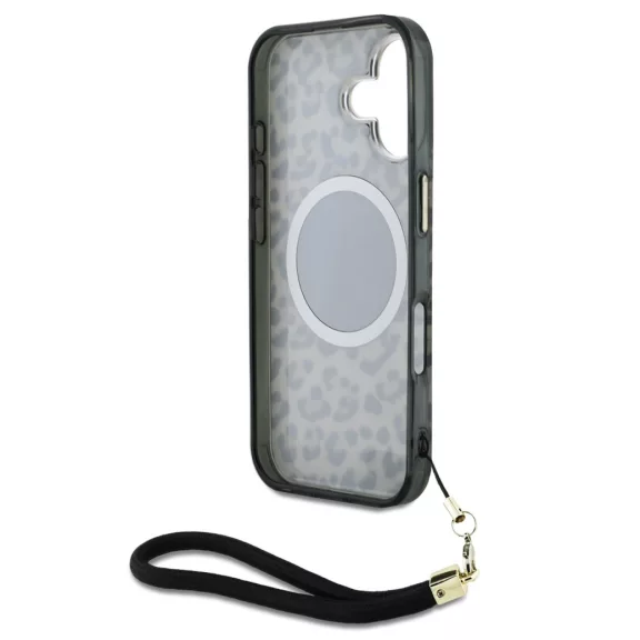 Guess Leopard Triangle Logo Strap MagSafe - iPhone 16 tok - Barna