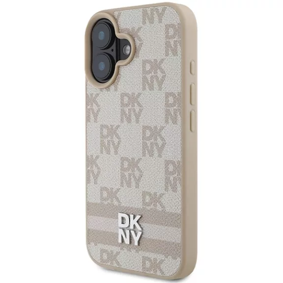 DKNY chekered pattern - iPhone 16 tok - rózsaszín