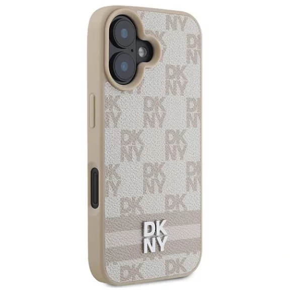 DKNY chekered pattern - iPhone 16 tok - rózsaszín
