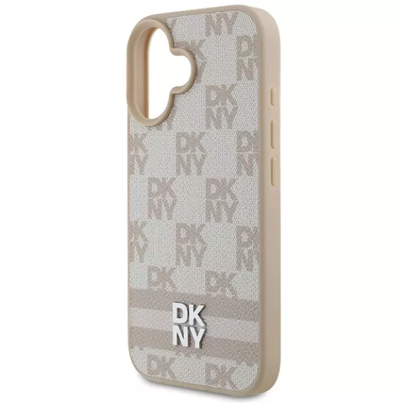 DKNY chekered pattern - iPhone 16 tok - rózsaszín
