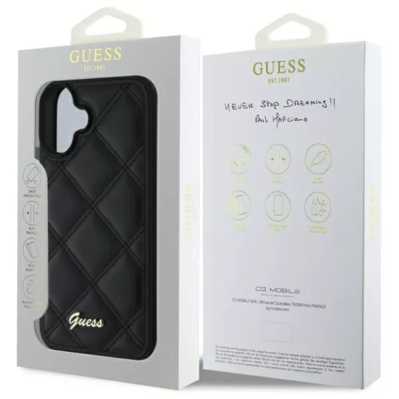 Guess Quilted - iPhone 16 tok - fekete