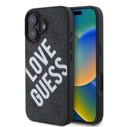   Guess leather 4G big love logo MagSafe - iPhone 16 tok - fekete