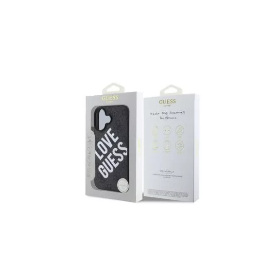 Guess leather 4G big love logo MagSafe - iPhone 16 tok - fekete