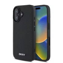   DKNY leather silver metal logo Magsafe - iPhone 16 tok - fekete