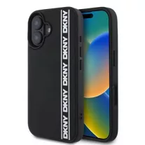DKNY 3D rubber repeat logo line - iPhone 16 tok - fekete