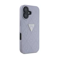   Guess Hot Stamp 4G Pattern Triangle Metal Logo - iPhone 16 tok - Lila
