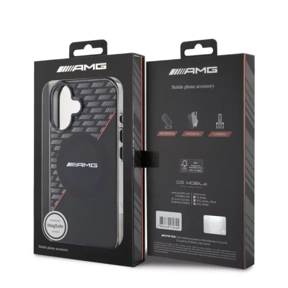 AMG Rhomb MagSafe - iPhone 16 tok - Fekete/Piros