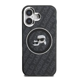   Karl Lagerfeld K&CH Heads Logo MagSafe - iPhone 16 tok - Fekete