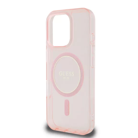Guess Glitter Ring MagSafe - iPhone 16 Pro tok - Rózsaszín