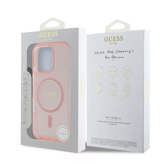 Guess Glitter Ring MagSafe - iPhone 16 Pro tok - Rózsaszín