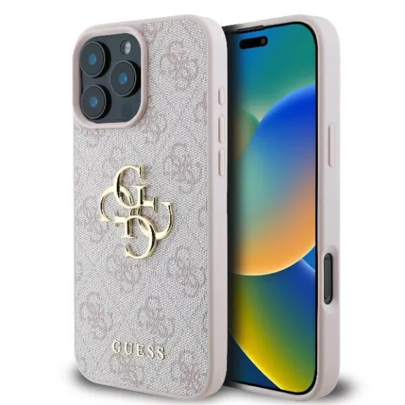 Guess 4G big metal logo - iPhone 16 Pro tok - rózsaszín