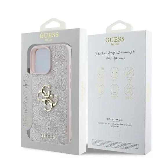 Guess 4G big metal logo - iPhone 16 Pro tok - rózsaszín