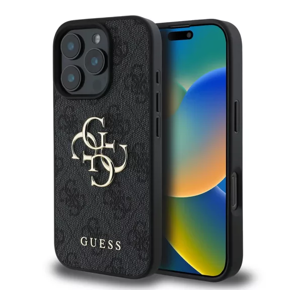 Guess 4G big metal logo - iPhone 16 Pro tok - fekete