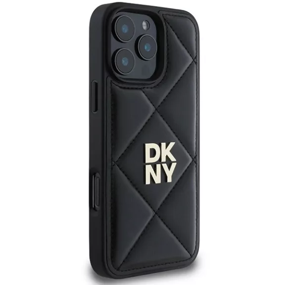 DKNY Quilted stack logo - iPhone 16 Pro tok - fekete