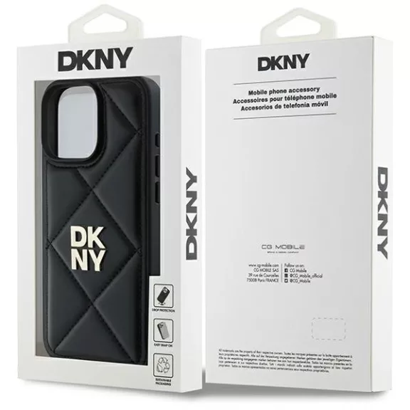 DKNY Quilted stack logo - iPhone 16 Pro tok - fekete