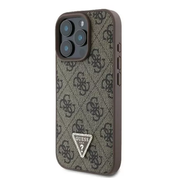 Guess 4G strass triangle metal logo - iPhone 16 Pro tok - barna