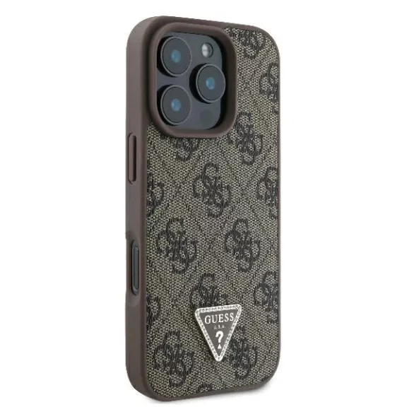 Guess 4G strass triangle metal logo - iPhone 16 Pro tok - barna