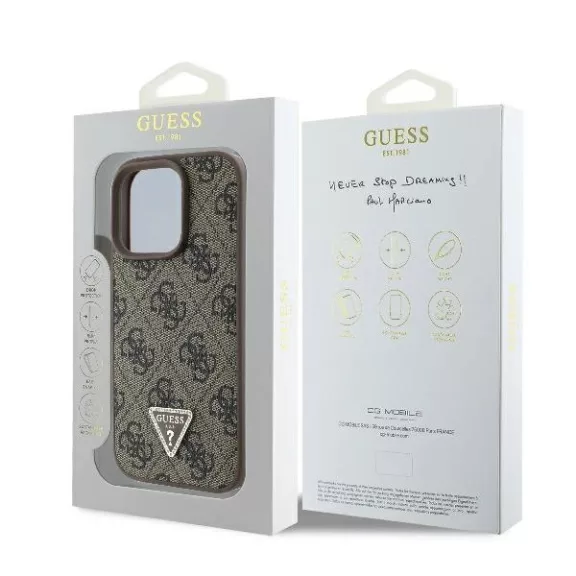 Guess 4G strass triangle metal logo - iPhone 16 Pro tok - barna