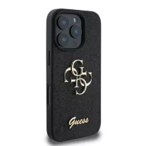   Guess fixed glitter 4G metal logo - iPhone 16 Pro tok - fekete