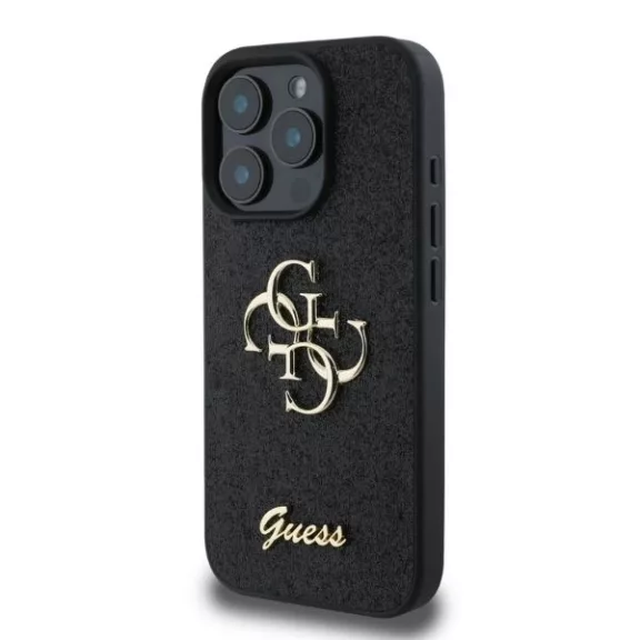 Guess fixed glitter 4G metal logo - iPhone 16 Pro tok - fekete