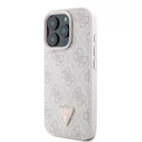   Guess 4G strass triangle metal logo - iPhone 16 Pro tok - rózsaszín