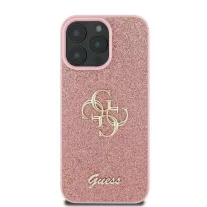  Guess fixed glitter 4G metal logo - iPhone 16 Pro tok - rózsaszín