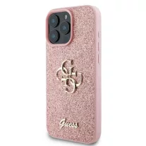   Guess fixed glitter 4G metal logo - iPhone 16 Pro tok - rózsaszín