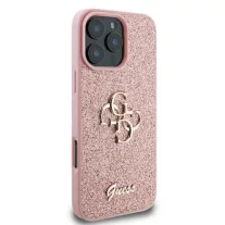   Guess fixed glitter 4G metal logo - iPhone 16 Pro tok - rózsaszín
