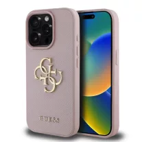   Guess grained 4G metal logo - iPhone 16 Pro tok - rózsaszín