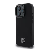DKNY leather stack logo Magsafe - iPhone 16 Pro tok - fekete