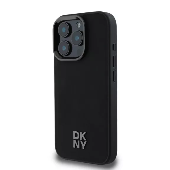 DKNY leather stack logo Magsafe - iPhone 16 Pro tok - fekete