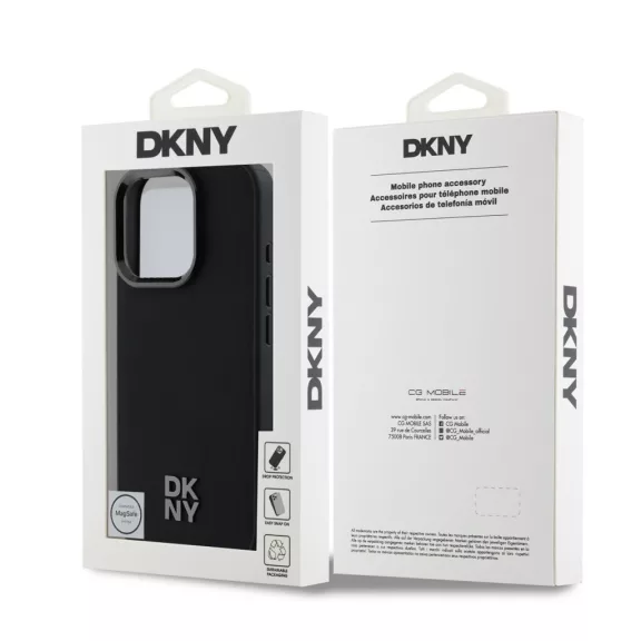 DKNY leather stack logo Magsafe - iPhone 16 Pro tok - fekete
