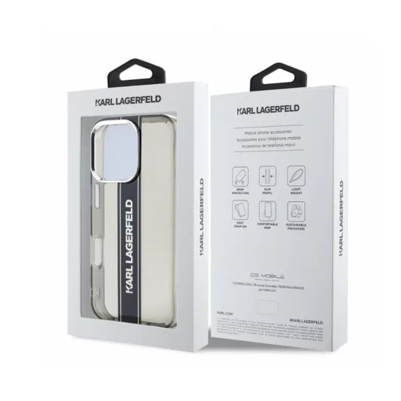 Karl Lagerfeld Stripe - iPhone 16 Pro tok - Fekete 