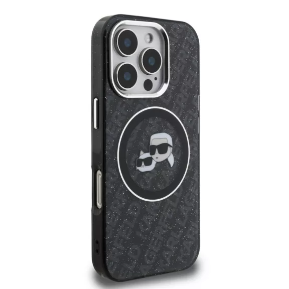 Karl Lagerfeld K&CH Heads Logo MagSafe - iPhone 16 Pro tok - Fekete