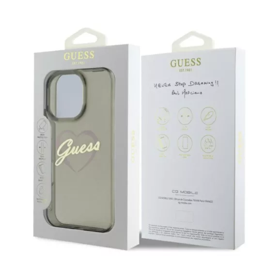 Guess Heart - iPhone 16 Pro tok - Fekete