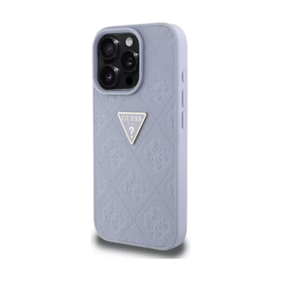 Guess Hot Stamp 4G Pattern Triangle Metal Logo - iPhone 16 Pro tok - Lila