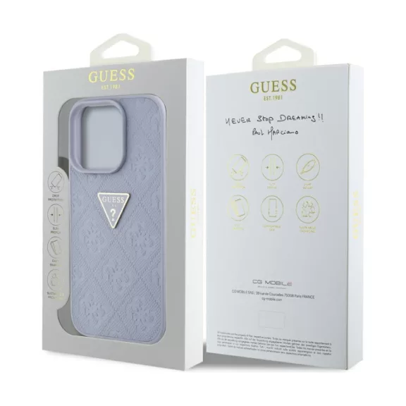 Guess Hot Stamp 4G Pattern Triangle Metal Logo - iPhone 16 Pro tok - Lila
