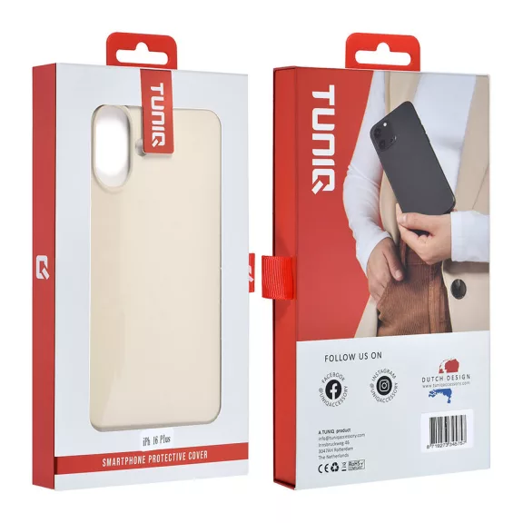 TUNIQ premium liquid szilikon - iPhone 16 Plus tok - bézs