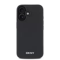   DKNY leather silver metal logo magsafe - iPhone 16 Plus tok - fekete