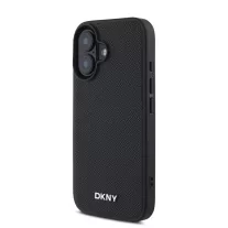   DKNY leather silver metal logo magsafe - iPhone 16 Plus tok - fekete