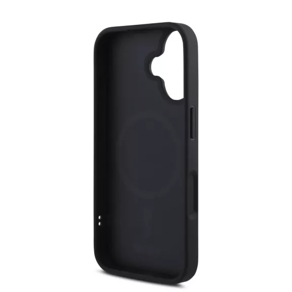 DKNY leather silver metal logo magsafe - iPhone 16 Plus tok - fekete