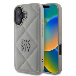   DKNY leather quilted stack logo - iPhone 16 Plus tok - szürke