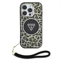   Guess Leopard Triangle Logo Strap MagSafe - iPhone 16 Pro Max - Barna 