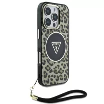   Guess Leopard Triangle Logo Strap MagSafe - iPhone 16 Pro Max - Barna 