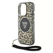   Guess Leopard Triangle Logo Strap MagSafe - iPhone 16 Pro Max - Barna 