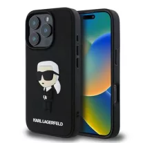   Karl Lagerfeld 3D rubber ikonik iPhone 16 Pro Max tok - fekete