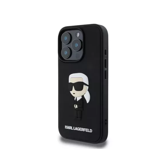 Karl Lagerfeld 3D rubber ikonik iPhone 16 Pro Max tok - fekete
